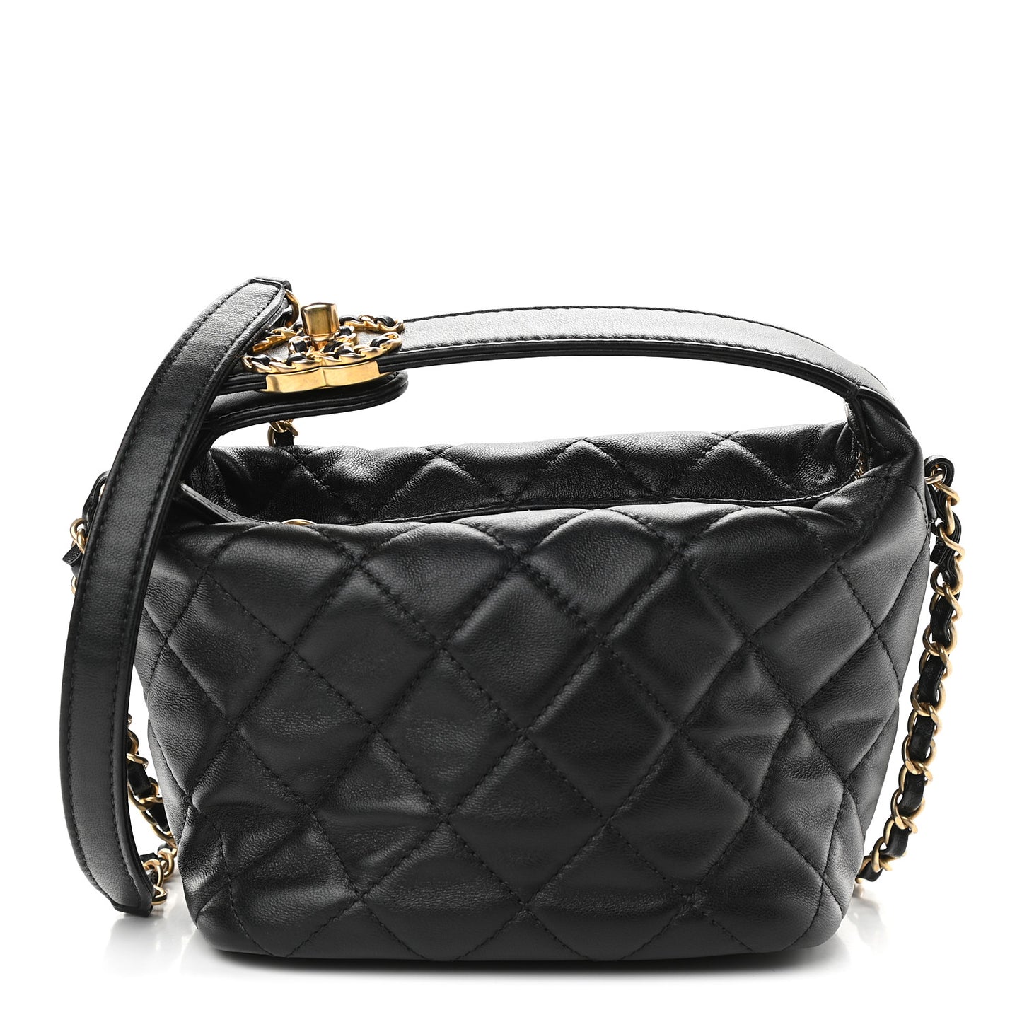 Lambskin Quilted Small Perfect Meeting Hobo Black