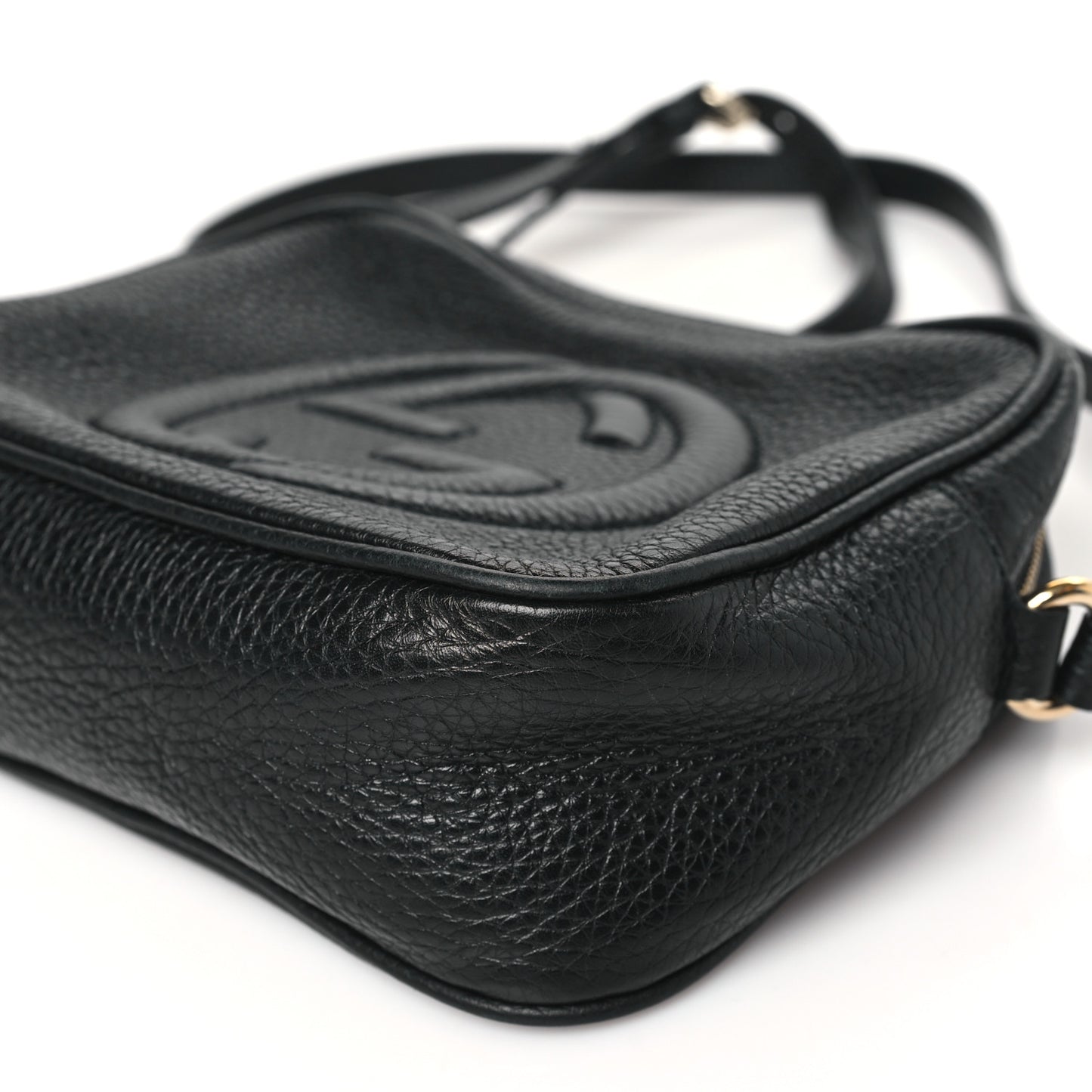 Pebbled Calfskin Small Soho Disco Bag Black