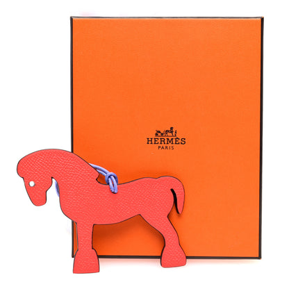 Hermes Epsom Togo Petit H Bag Charm Horse GM Capucine Gris Perle 4 of 4