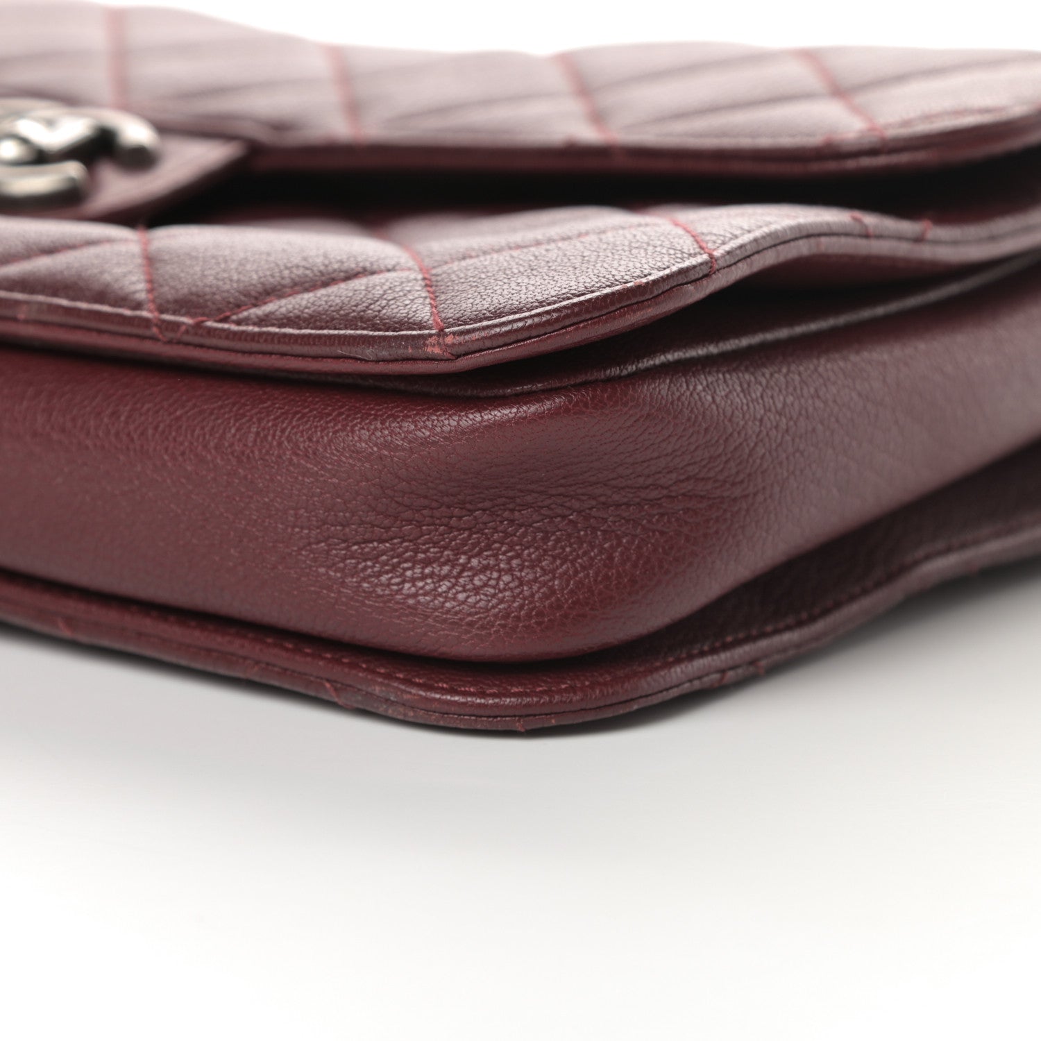 Chanel Goatskin Quilted Large Perfect Edge Flap Burgundy 12 of 14