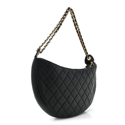 Chanel Lambskin Quilted All About Chains Hobo Black 3 of 9