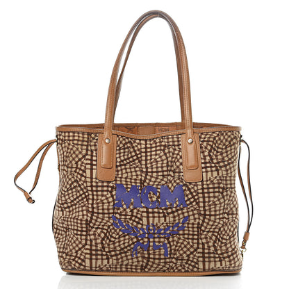 MCM Visetos Medium Liz Reversible Shopper Tote Cognac 3 of 19