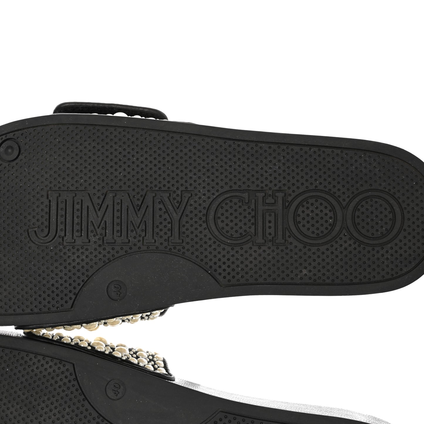 Canvas Pearl Embellished Fitz Slide Sandals 40 Black