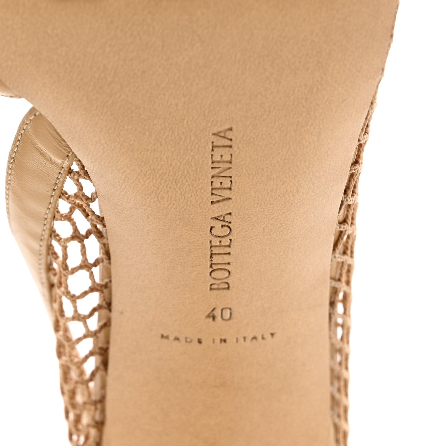 Mesh Nappa Chunky Chain Sandals 40 Beige Pony