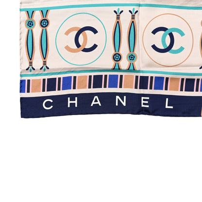 Chanel Silk CC Square Scarf Navy Multicolor 2 of 7