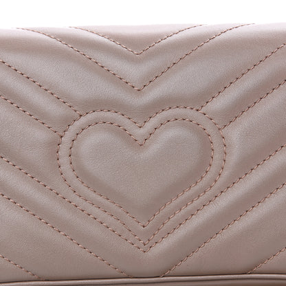 Gucci Calfskin Matelasse Super Mini GG Marmont Shoulder Bag Porcelain Rose 11 of 13
