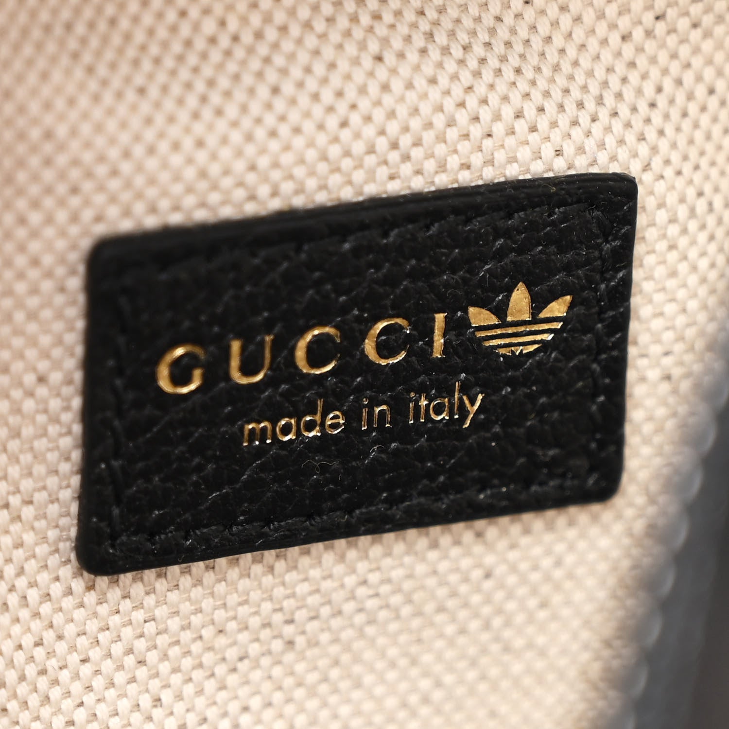 Gucci X ADIDAS Crystal Vintage Monogram Textured Dollar Calfskin Web Trefoil Logo Bag Bright Splash Off White Black 6 of 11