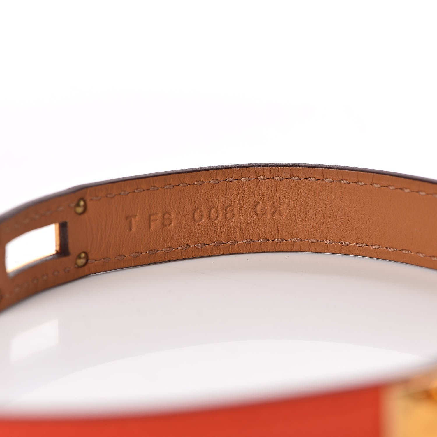 Hermes Epsom Kelly Double Tour Bracelet XS Orange Poppy 4 of 6