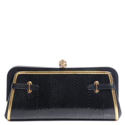Alexander McQueen Snakeskin Suede Convertible Clutch Black White 1 of 10