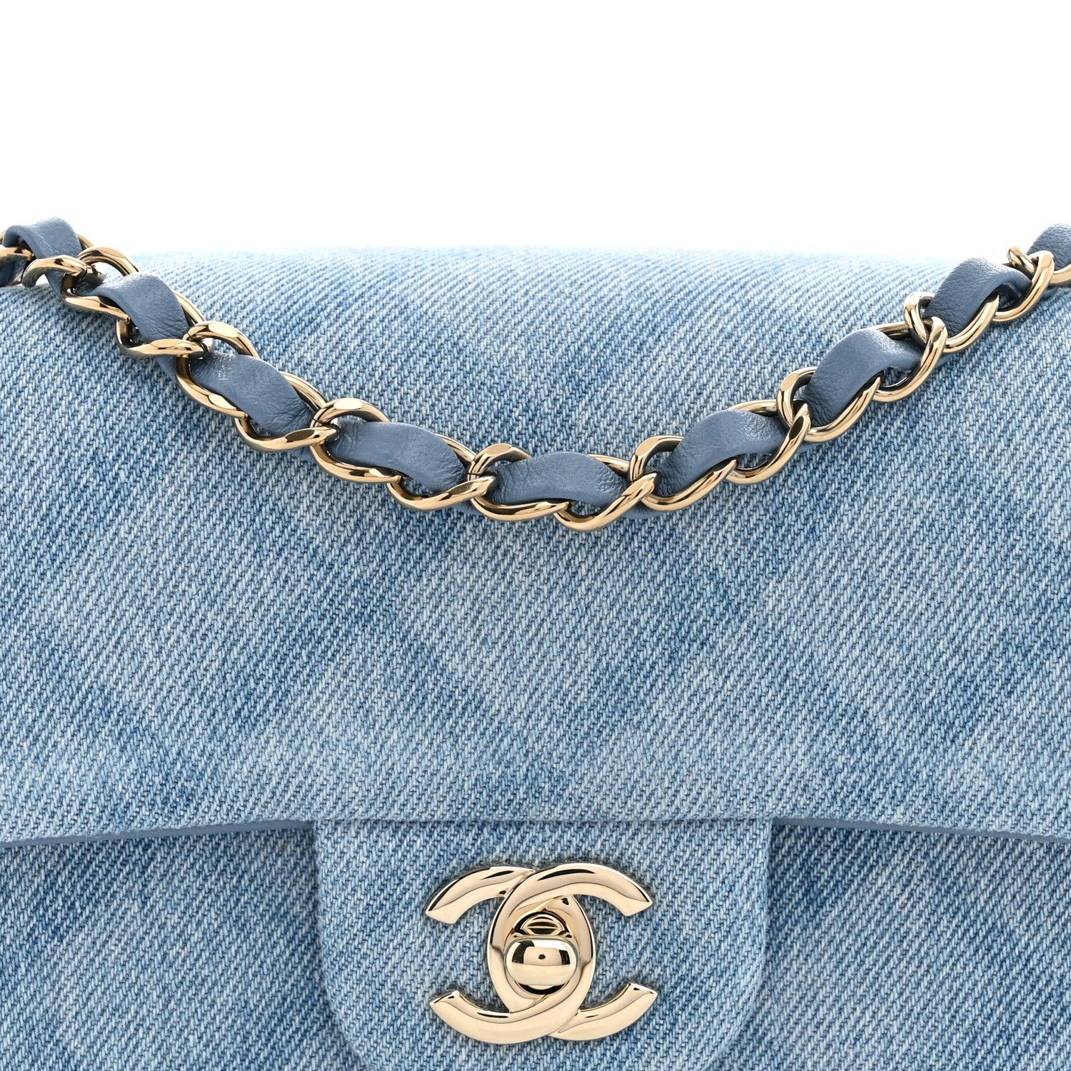 Chanel Printed Denim Quilted Mini Rectangular Flap Light Blue 8 of 11