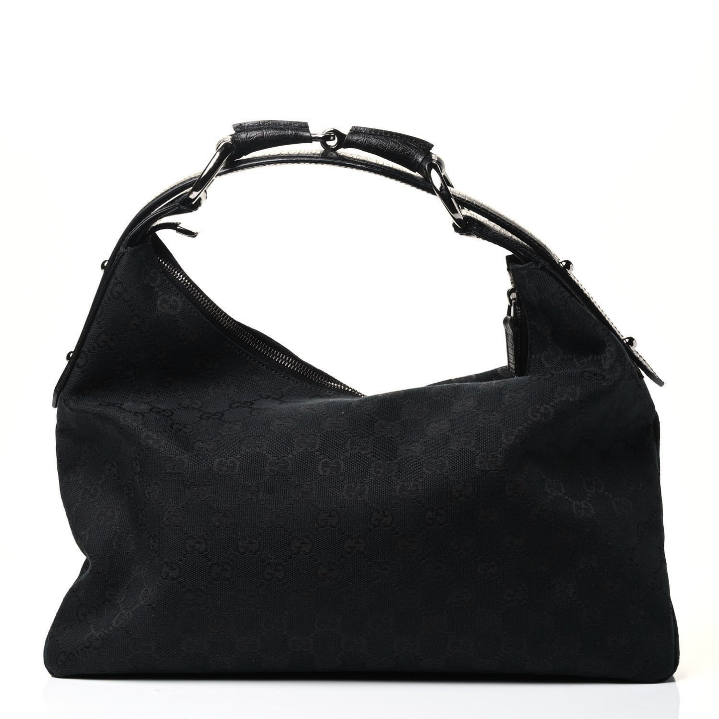Monogram Medium Horsebit Chain Hobo Black