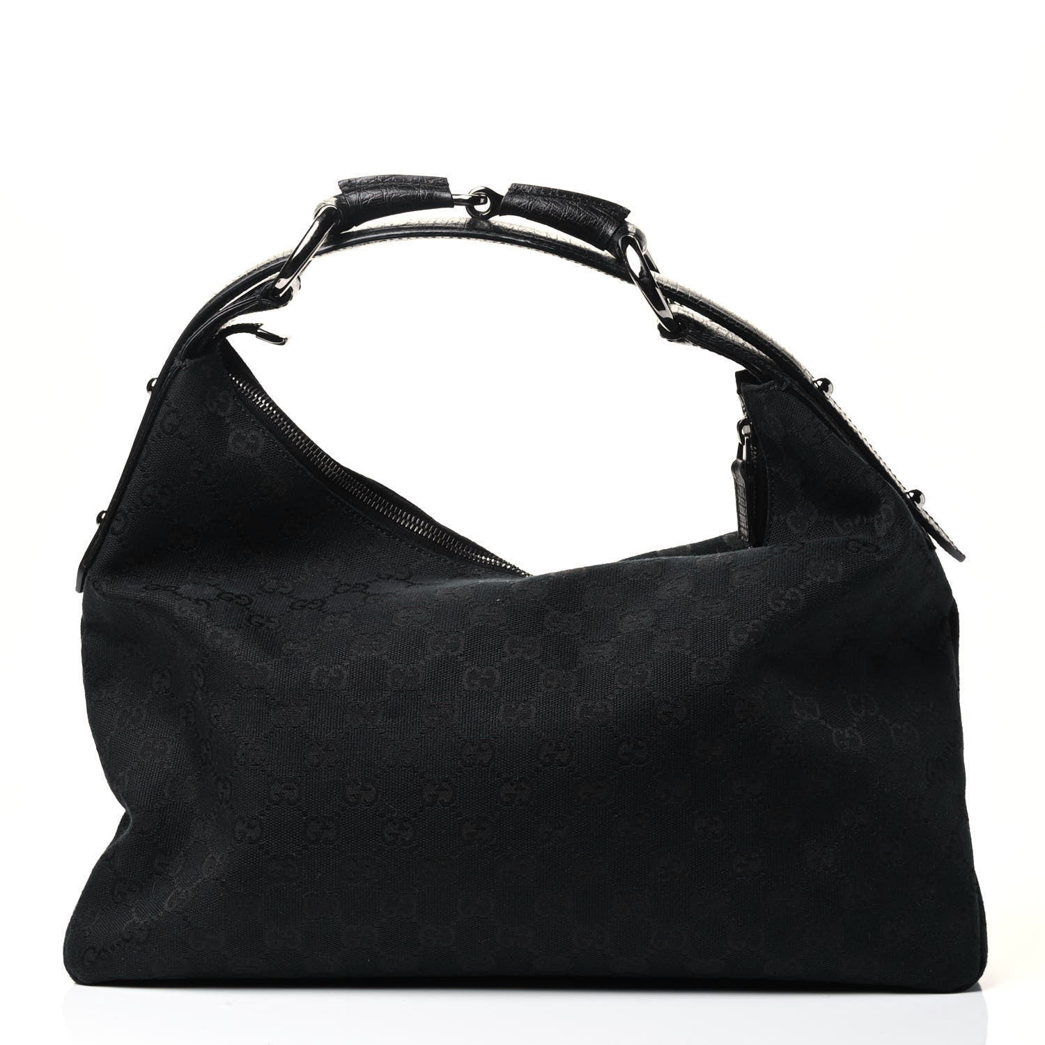 Gucci Monogram Medium Horsebit Chain Hobo Black 2 of 4