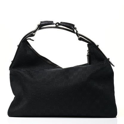 Gucci Monogram Medium Horsebit Chain Hobo Black 2 of 4