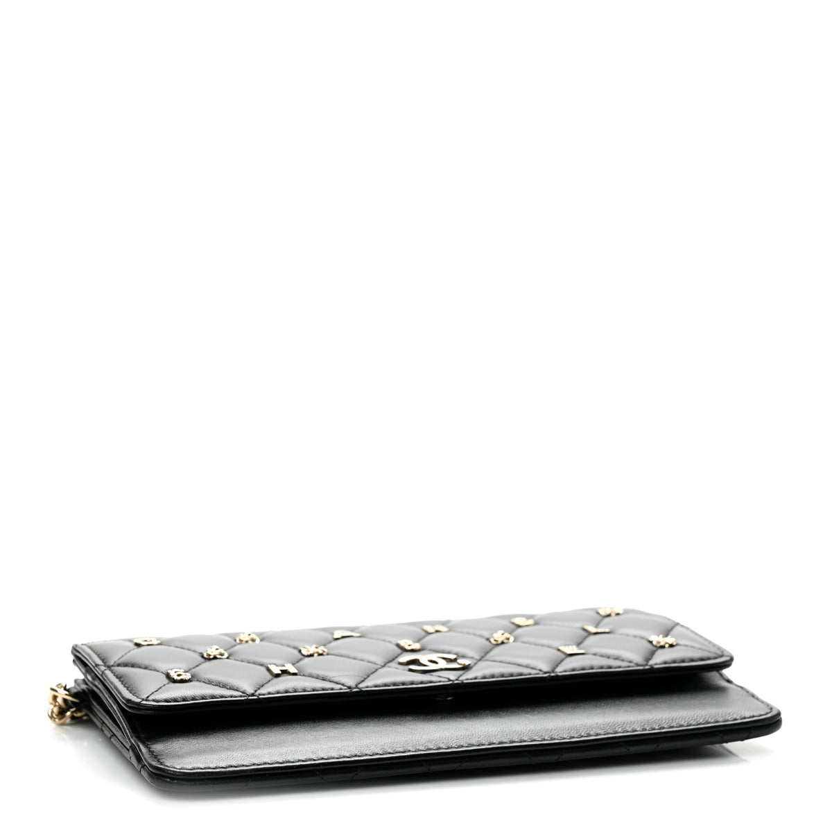 Chanel Lambskin Quilted All About Chanel Charm Wristlet Wallet Black 4 of 11