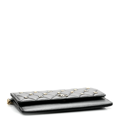 Chanel Lambskin Quilted All About Chanel Charm Wristlet Wallet Black 4 of 11
