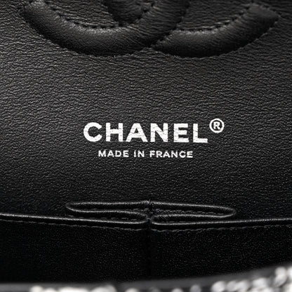 Chanel Tweed Quilted Tartan Medium Double Flap Black White 6 of 10