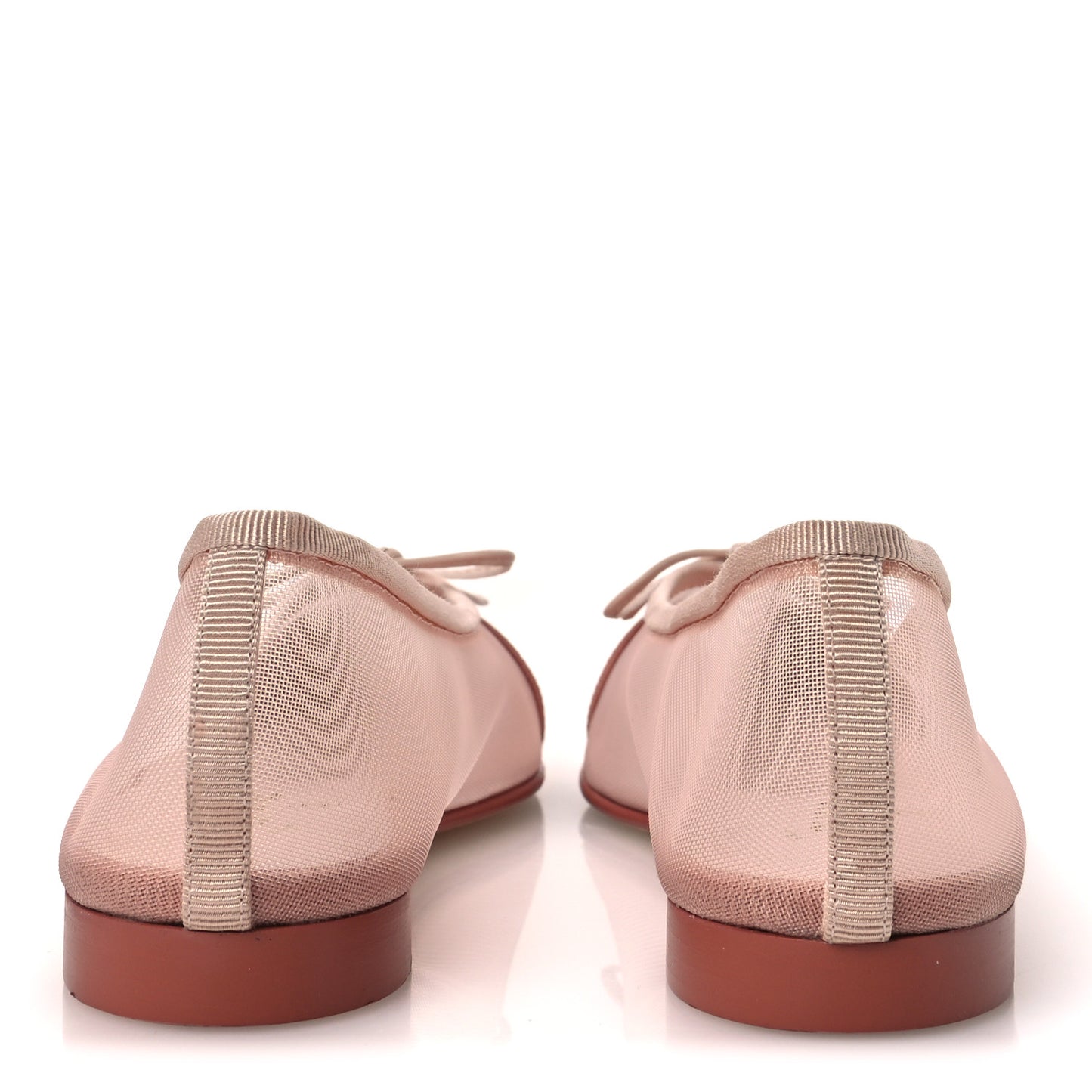 Mesh Grosgrain CC Cap Toe Ballerina Flats 38.5 Light Pink Dark Pink