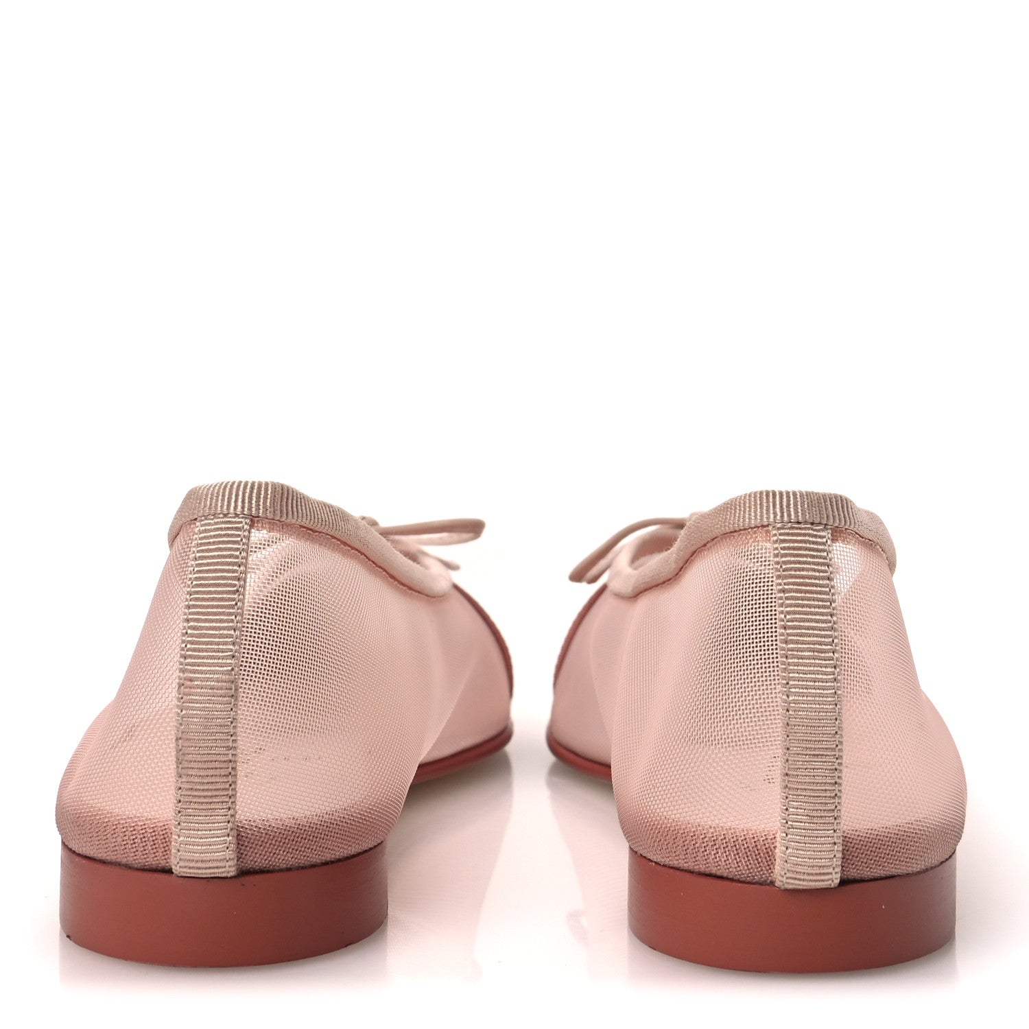 Chanel Mesh Grosgrain CC Cap Toe Ballerina Flats 38.5 Light Pink Dark Pink 6 of 12