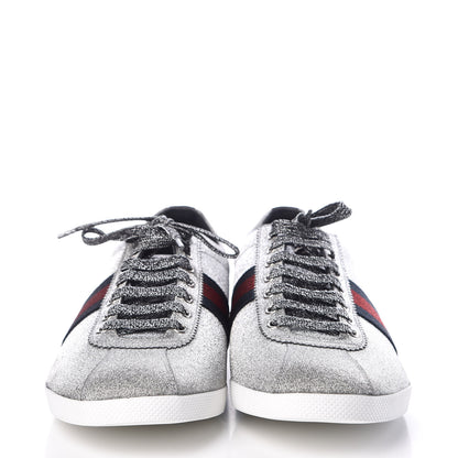 Gucci Glitter Fabric Studded Web Mens Sneakers 12 Silver 2 of 7