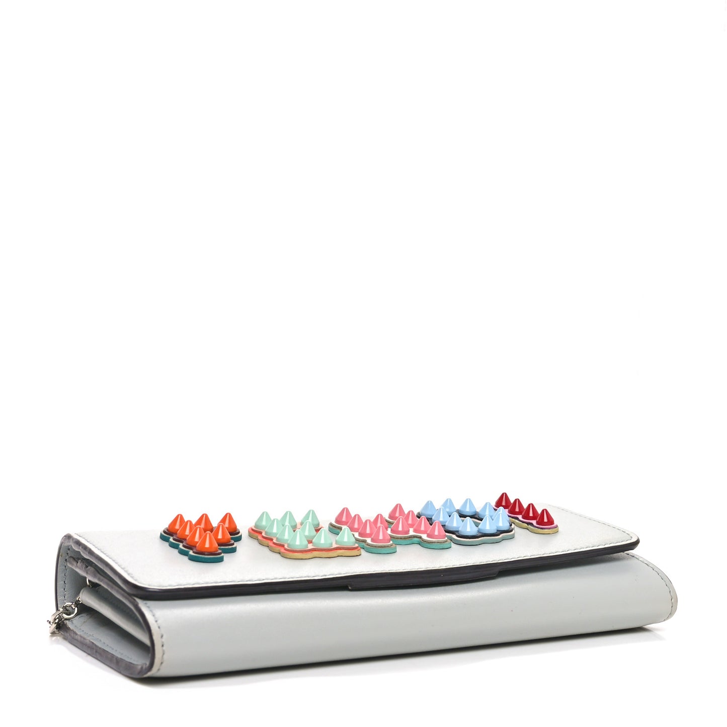 Vitello Liberty Fun Fair Studded Continental Wallet On Chain Grigio Perla Multicolor