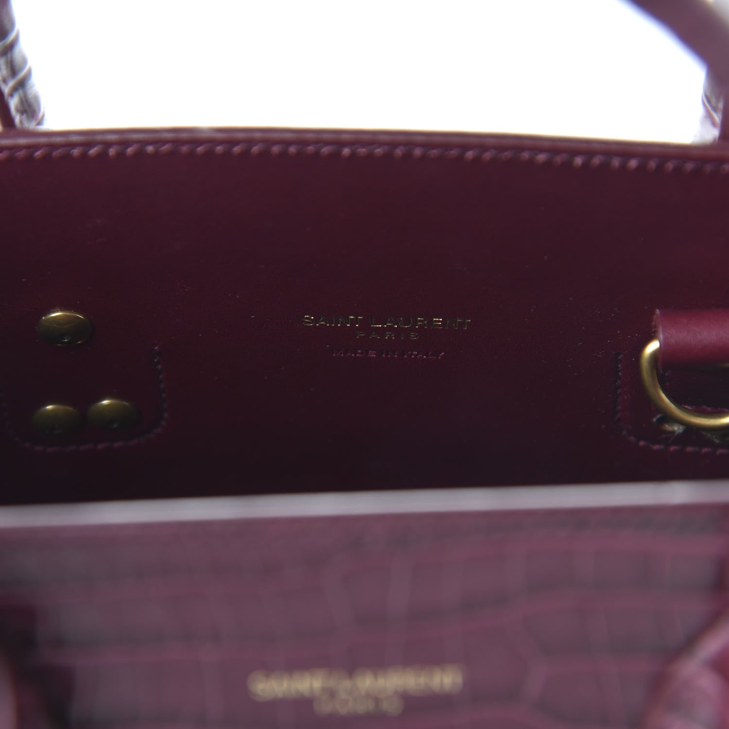 Saint Laurent Calfskin Crocodile Embossed Baby Sac De Jour Bordeaux 8 of 10