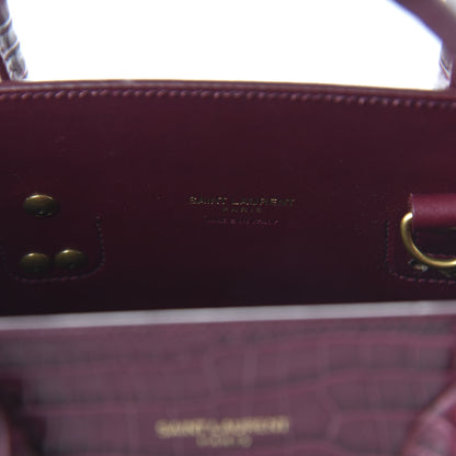 Saint Laurent Calfskin Crocodile Embossed Baby Sac De Jour Bordeaux 8 of 10