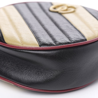 Gucci Azalea Calfskin Matelasse Diagonal Patchwork Mini Torchon GG Marmont Round Shoulder Bag Black Beige Romantic Cerise 10 of 11