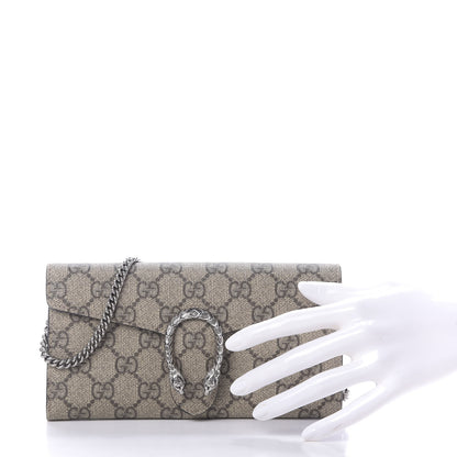 Gucci GG Supreme Monogram Dionysus Chain Clutch Wallet Beige Taupe 2 of 9