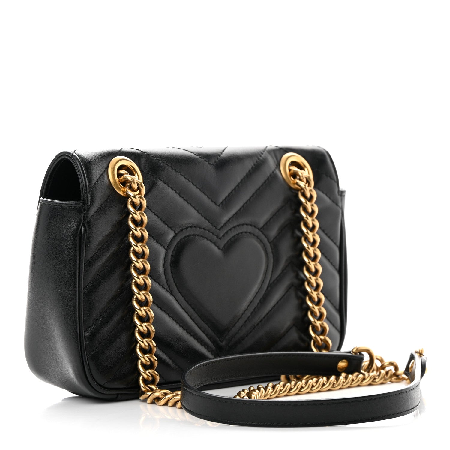 Gucci Calfskin Matelasse Mini GG Marmont Shoulder Bag Black 3 of 16