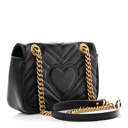 Gucci Calfskin Matelasse Mini GG Marmont Shoulder Bag Black 3 of 16