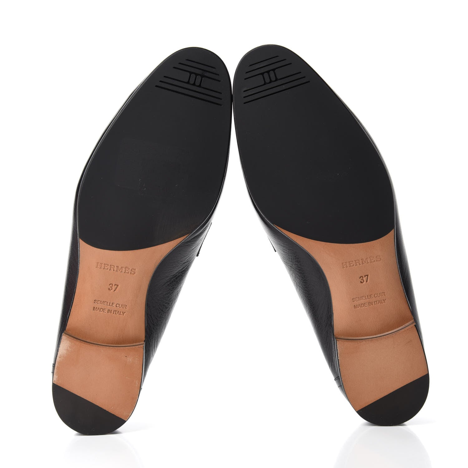 Hermes Goatskin Womens Paris Loafers 37 Black 5 of 8