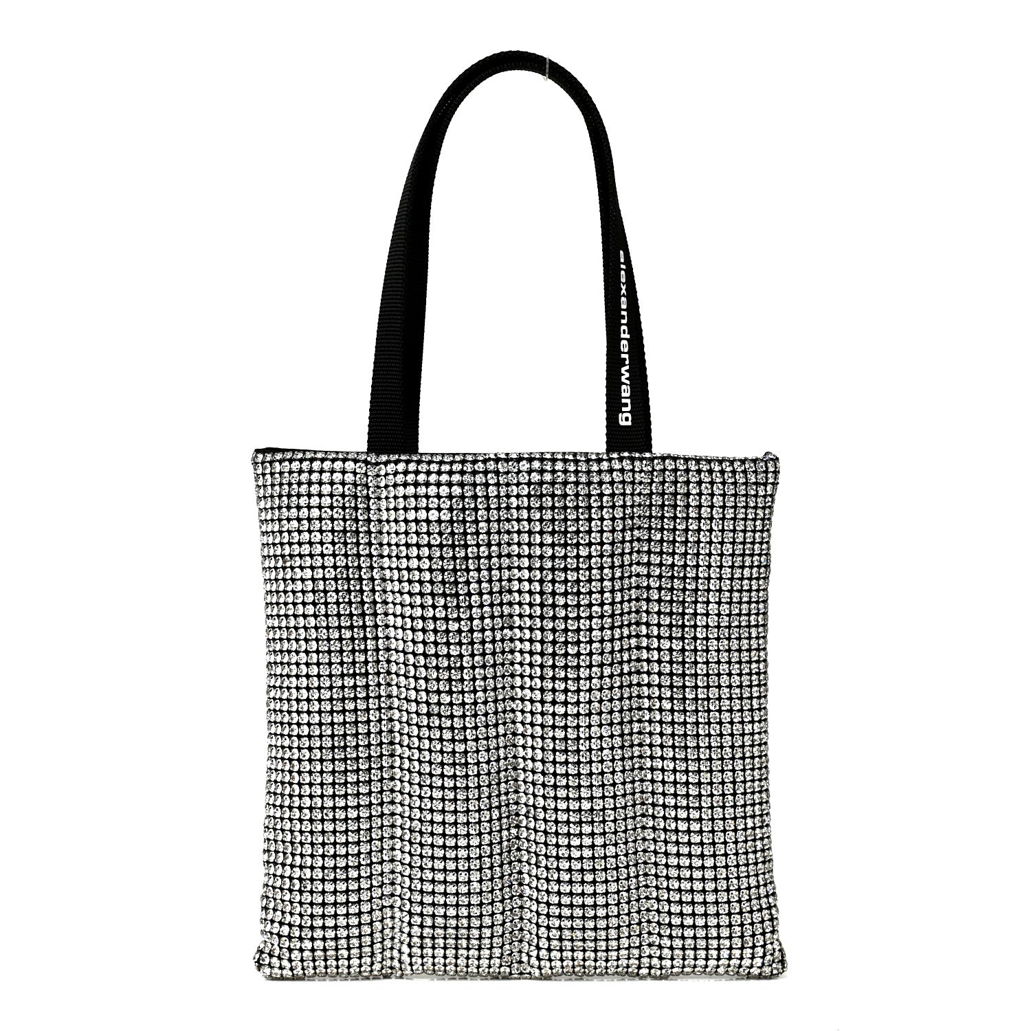 Alexander Wang Mesh Crystal Rhinestone Quilted Heiress Tote Black Silver 1 of 9