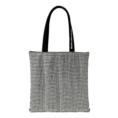 Alexander Wang Mesh Crystal Rhinestone Quilted Heiress Tote Black Silver 1 of 9