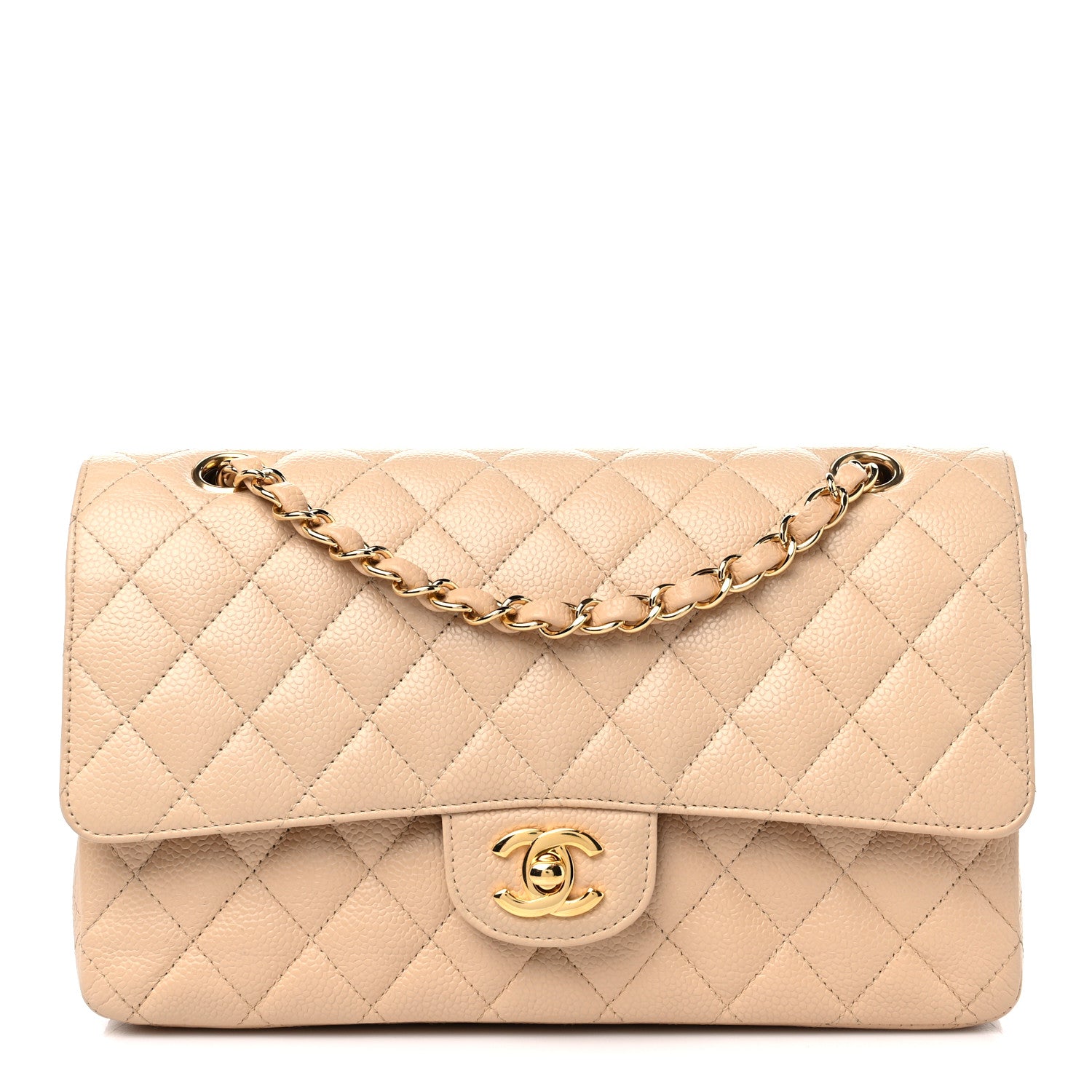 Chanel Caviar Quilted Medium Double Flap Beige 1 of 15