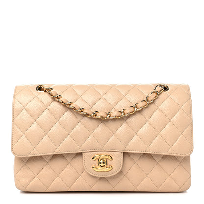 Chanel Caviar Quilted Medium Double Flap Beige 1 of 15