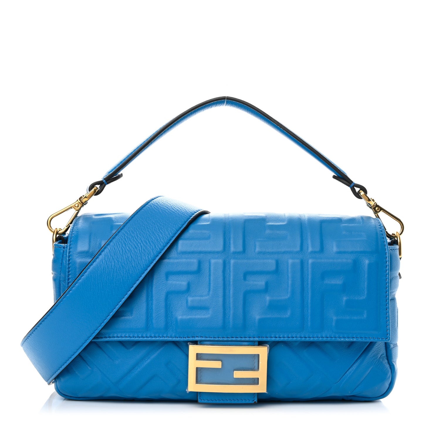 Nappa FF 1974 Embossed Baguette Blue Royal