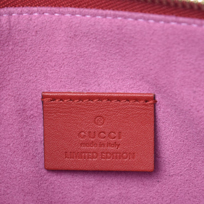 Gucci GG Supreme Monogram Bosco Patch Zip Pouch Beige Malva Hibiscus Red 6 of 13