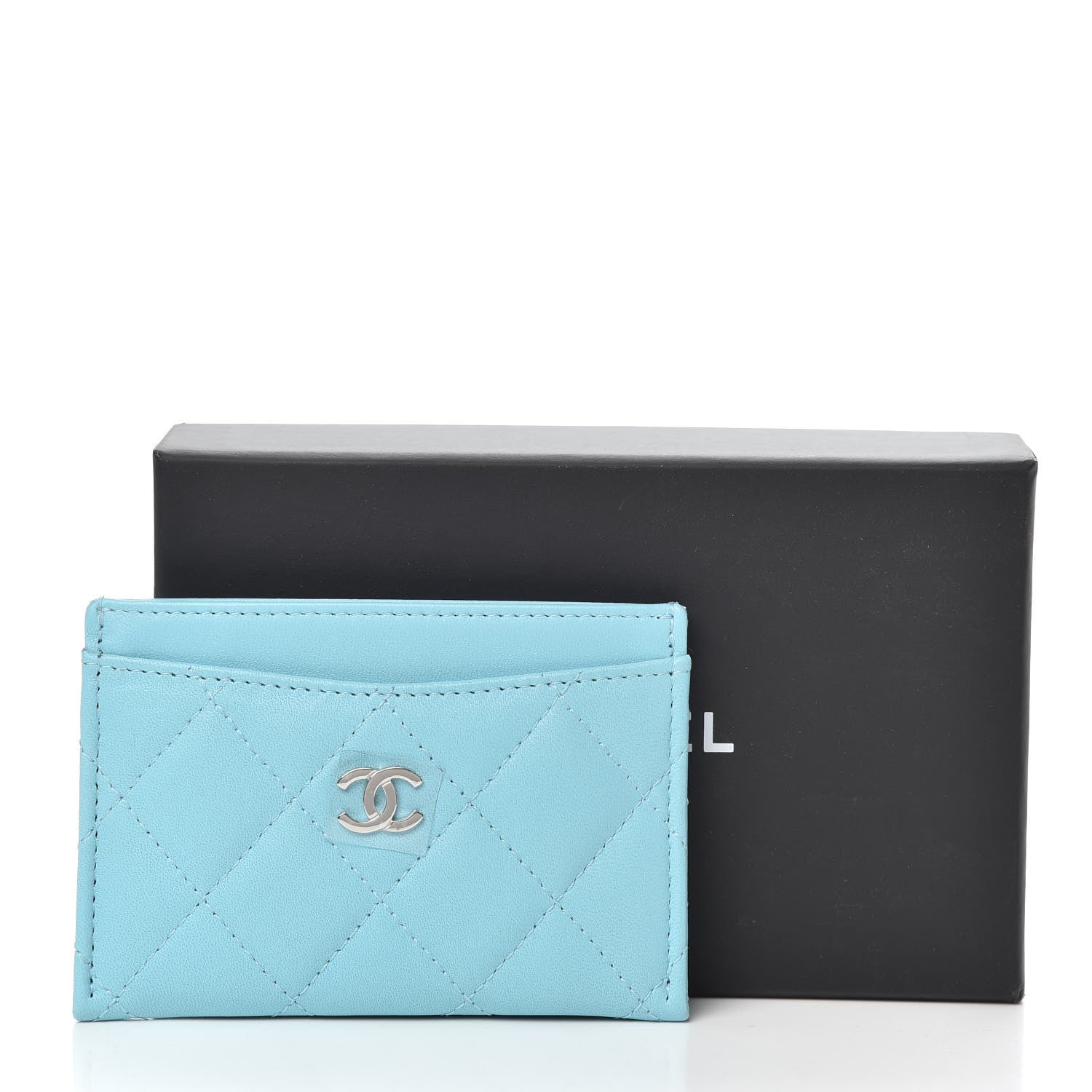 Chanel Lambskin Quilted Card Holder Neon Blue 9 of 9
