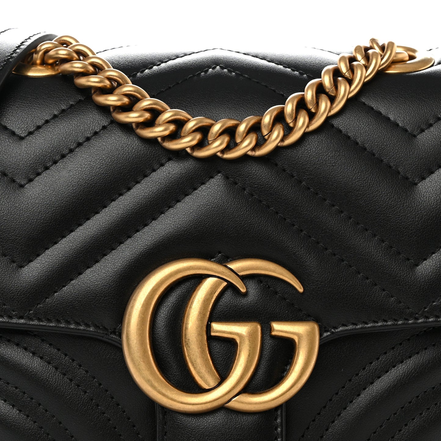 Calfskin Matelasse Mini GG Marmont Square Shoulder Bag Black
