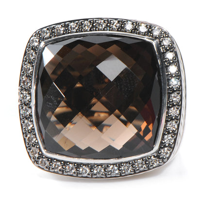 David Yurman Sterling Silver Diamond Smoky Quartz 11mm Albion Ring 52 6 1 of 6