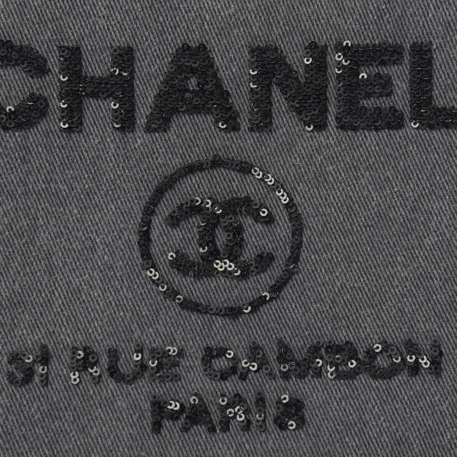 Chanel Canvas Sequins Medium Deauville Cosmetic Pouch Grey 8 of 9