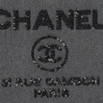 Chanel Canvas Sequins Medium Deauville Cosmetic Pouch Grey 8 of 9