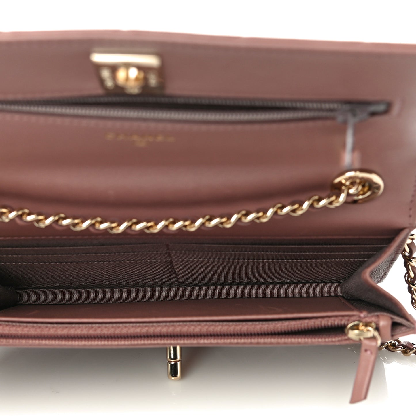 Lambskin Quilted Trendy CC Wallet On Chain WOC Nude