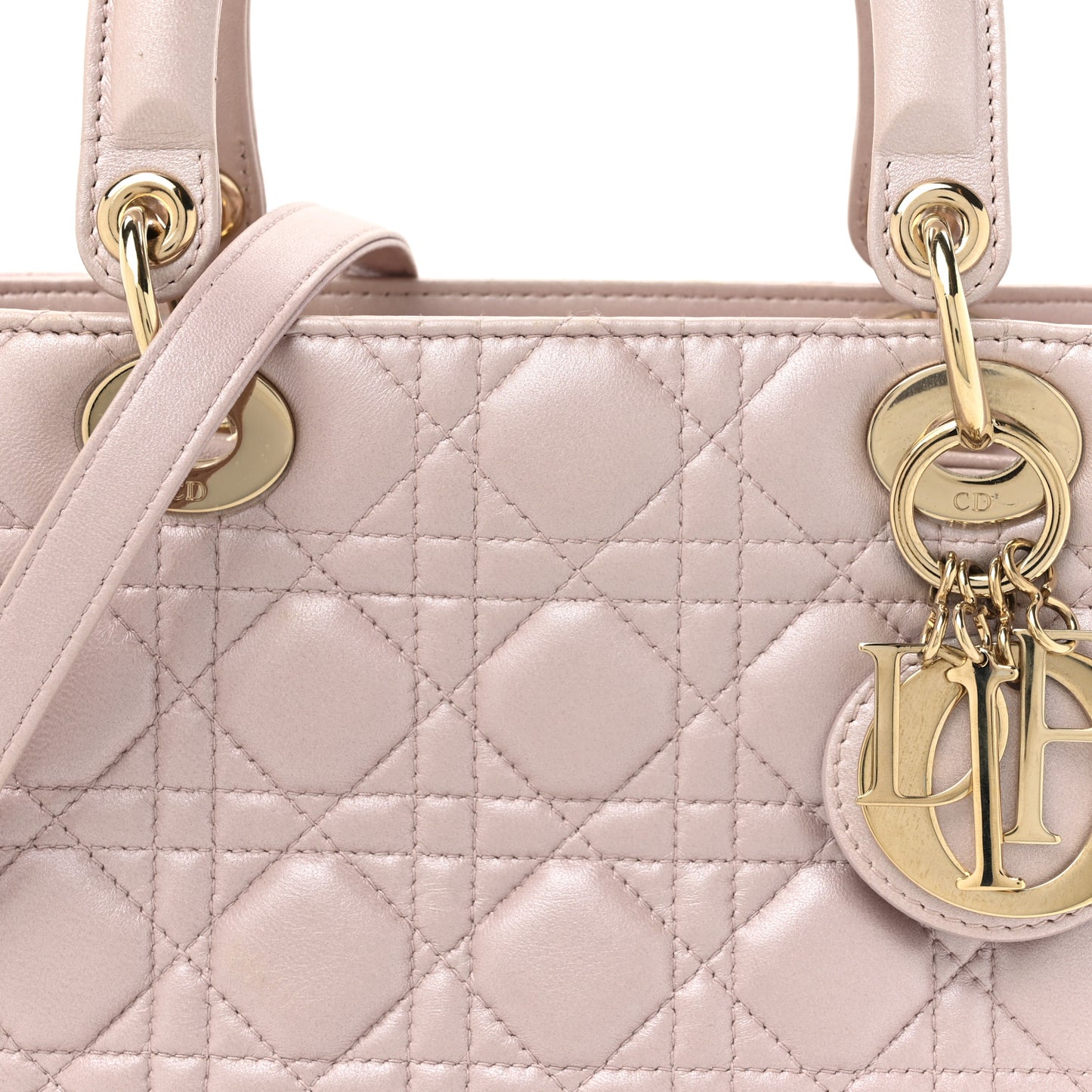 Pearly Lambskin Cannage Medium Lady Dior Lotus
