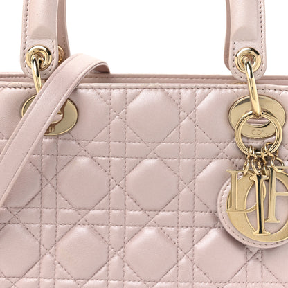 Christian Dior Pearly Lambskin Cannage Medium Lady Dior Lotus 8 of 16