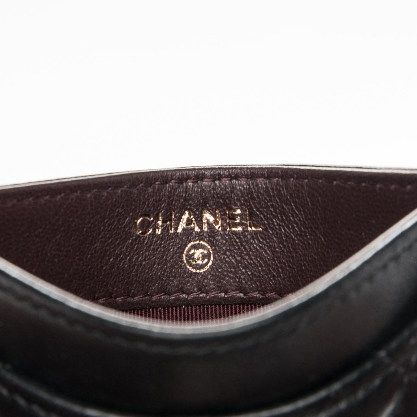 Lambskin Quilted Card Holder Black