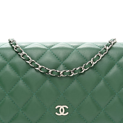 Chanel Lambskin Quilted Wallet On Chain WOC Green 6 of 11