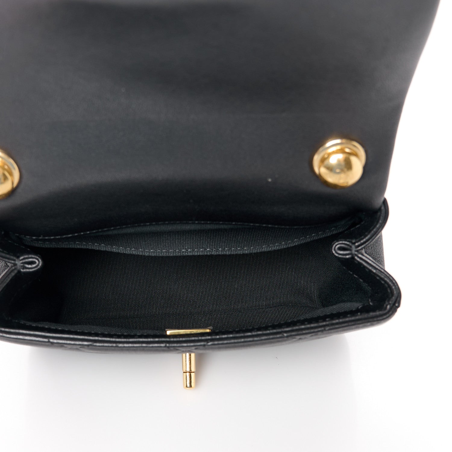 Chanel Lambskin Metal Quilted Mini Top Handle Square Flap Black 5 of 12