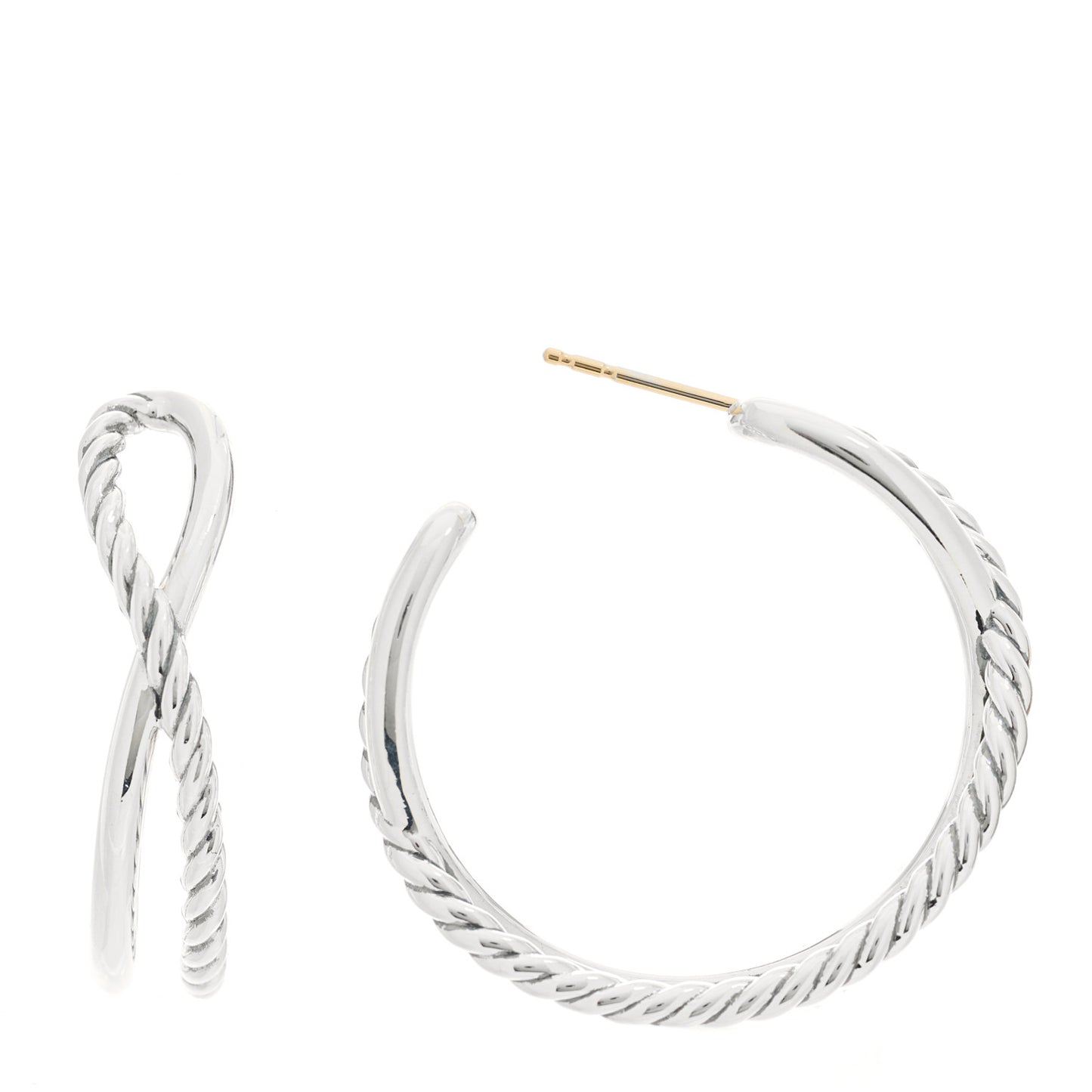 Sterling Silver Crossover Cable Hoop Earrings