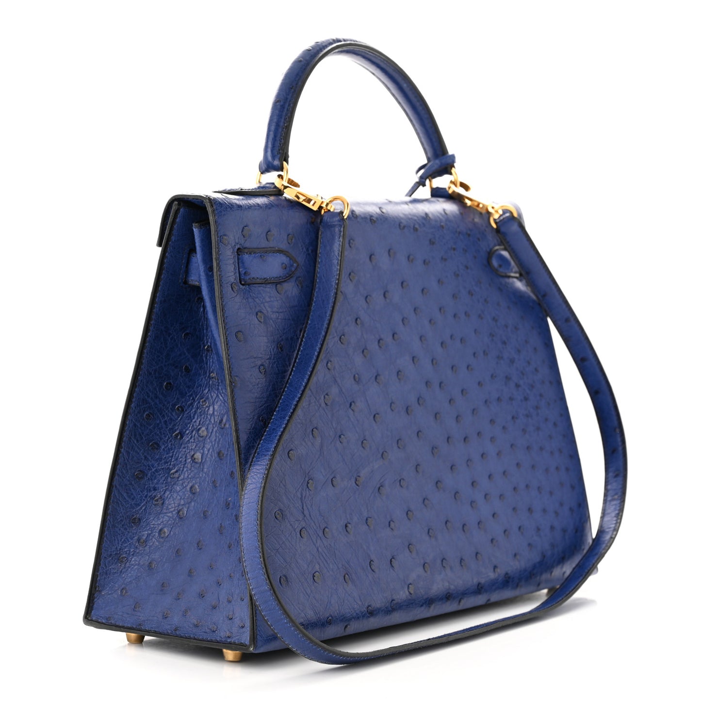 Ostrich Kelly Sellier 32 Bleu Iris